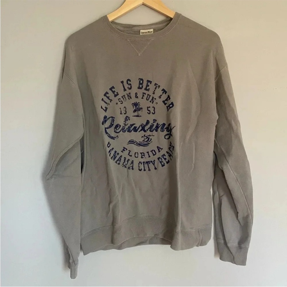 Grey Comfort Wash Panama City Beach Sweatshirt Size Medium